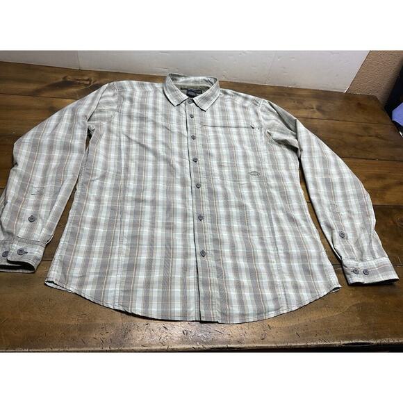 ExOfficio Shirt Mens Large Green Button Up Long Sleeve Vented Fishing Hiking - Picture 1 of 11